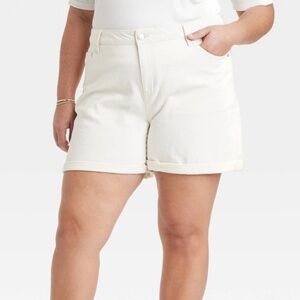 Ava & Viv Womens Sz 22 High Rise Midi Jean Shorts Ecru Off White Denim 5 Pocket